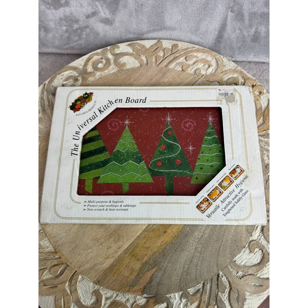 The Universal Kitchen‎ Board Cutting Board Festive Christmas Trees,Red Design